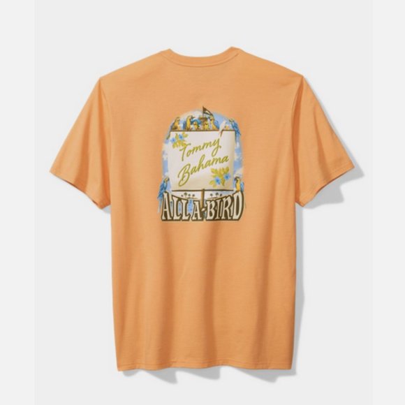 TOMMY BAHAMA ORANGE SHORT SLEEVE GRAPHIC ALL A BIRD TEE - Picture 1 of 5